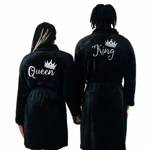 Black King & Queen Bathrobes - Couple Choice