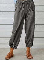 Women's Button Casual Cropped Pants