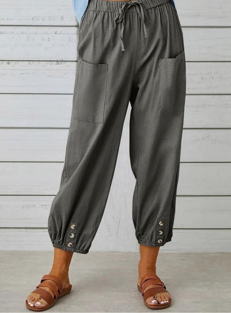 Women's Button Casual Cropped Pants