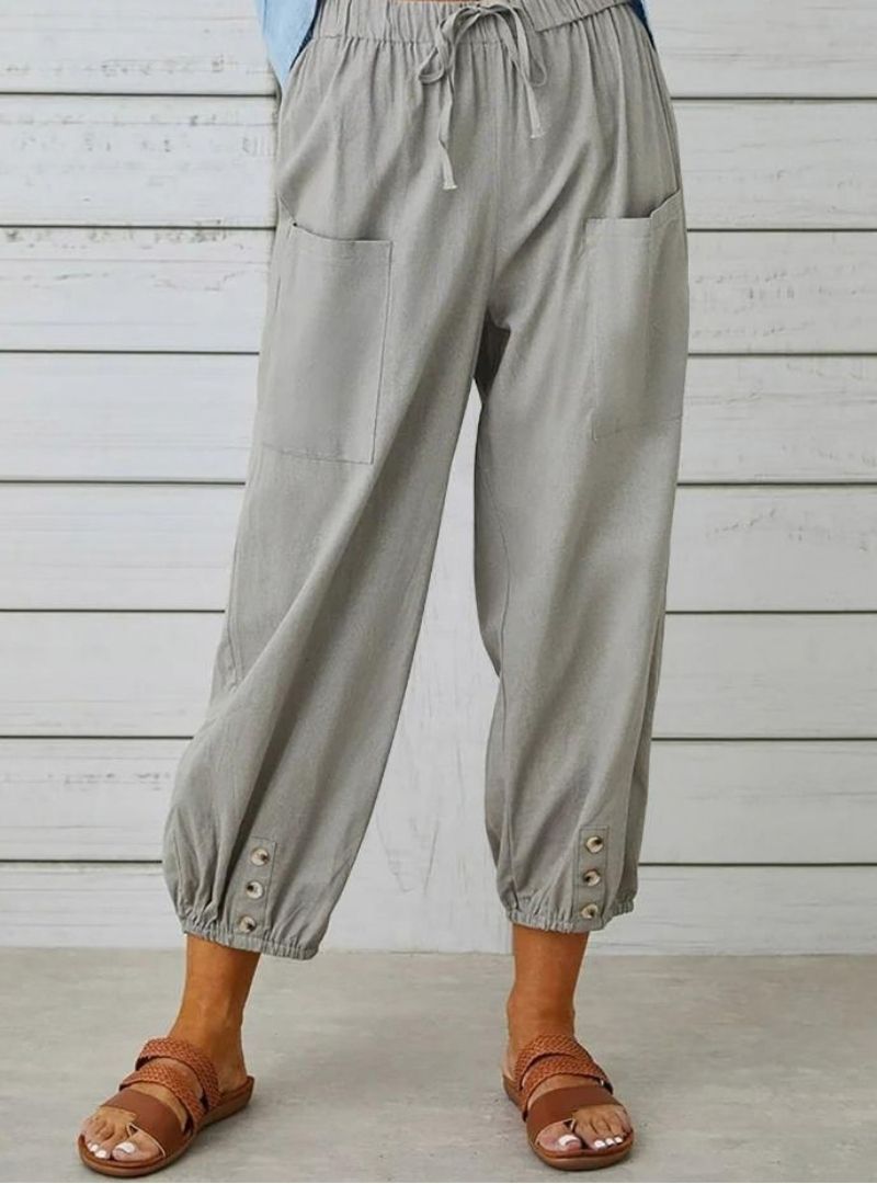 Women's Button Casual Cropped Pants