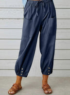 Women's Button Casual Cropped Pants