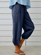 Women's Button Casual Cropped Pants