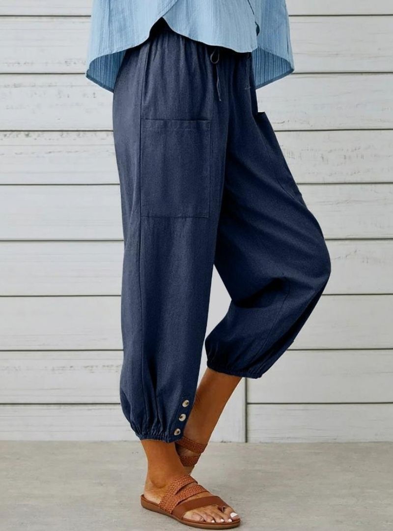 Women's Button Casual Cropped Pants