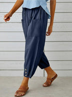 Women's Button Casual Cropped Pants