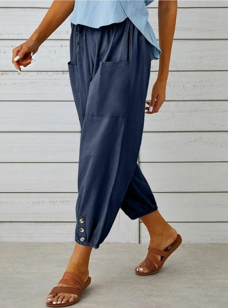 Women's Button Casual Cropped Pants