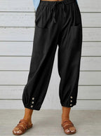 Women's Button Casual Cropped Pants