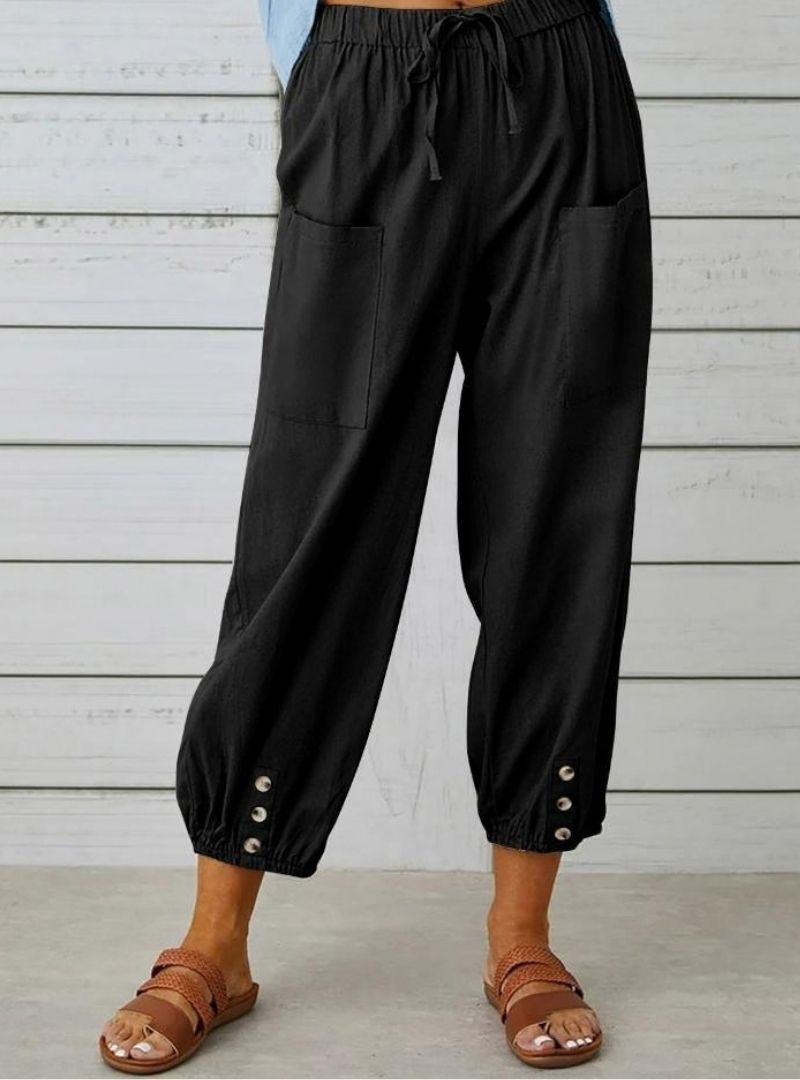 Women's Button Casual Cropped Pants