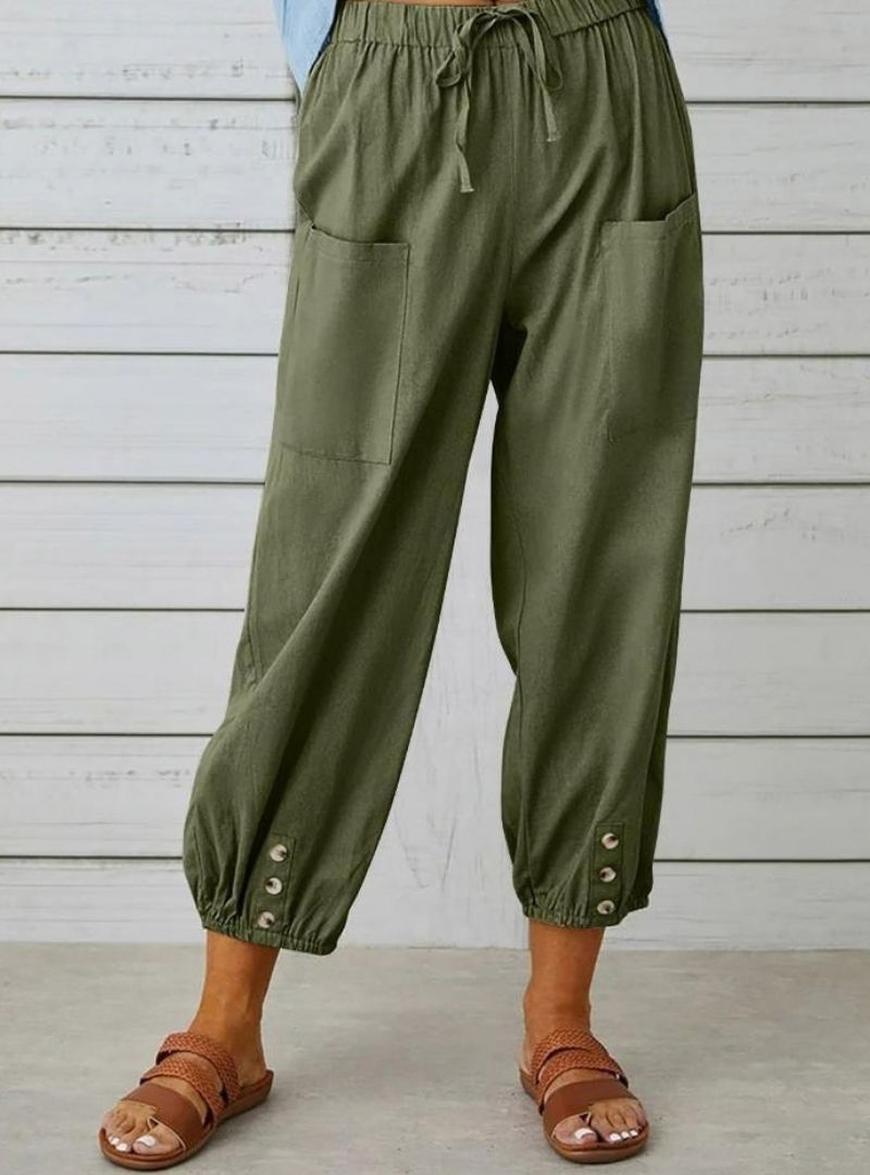 Women's Button Casual Cropped Pants