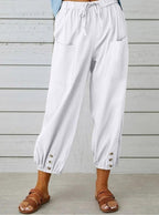 Women's Button Casual Cropped Pants
