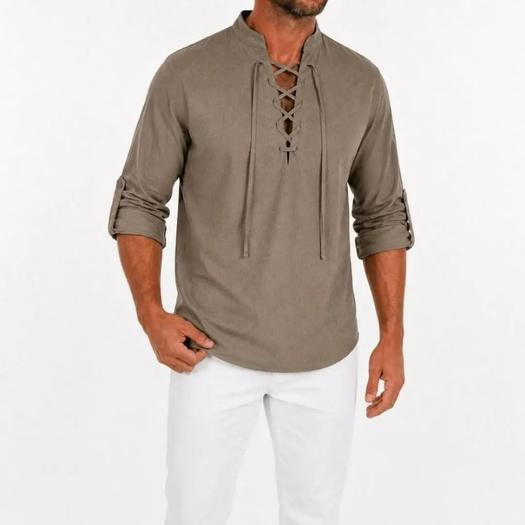 Caspian Men's Relaxed-Fit Lace-Up Shirt