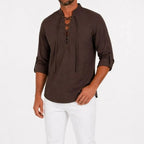 Caspian Men's Relaxed-Fit Lace-Up Shirt