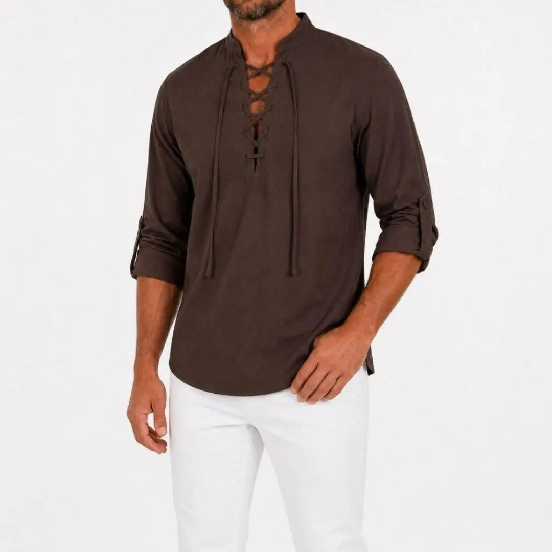 Caspian Men's Relaxed-Fit Lace-Up Shirt