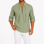 Caspian Men's Relaxed-Fit Lace-Up Shirt