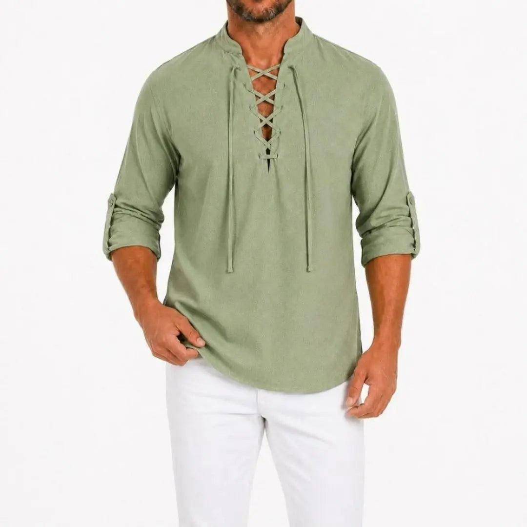 Caspian Men's Relaxed-Fit Lace-Up Shirt