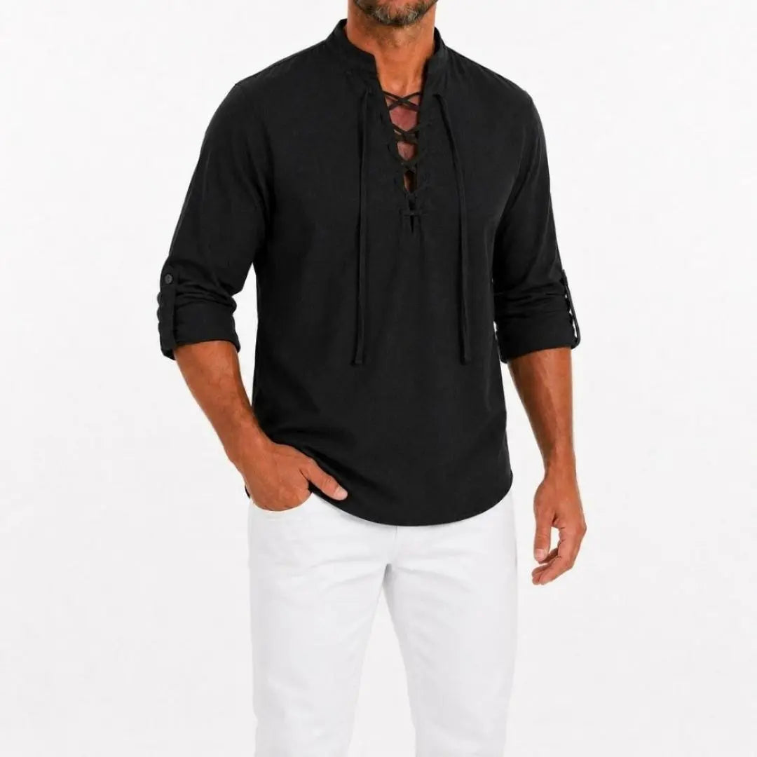 Caspian Men's Relaxed-Fit Lace-Up Shirt