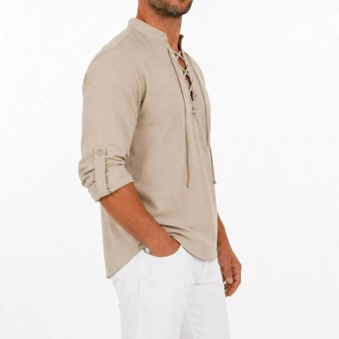 Caspian Men's Relaxed-Fit Lace-Up Shirt