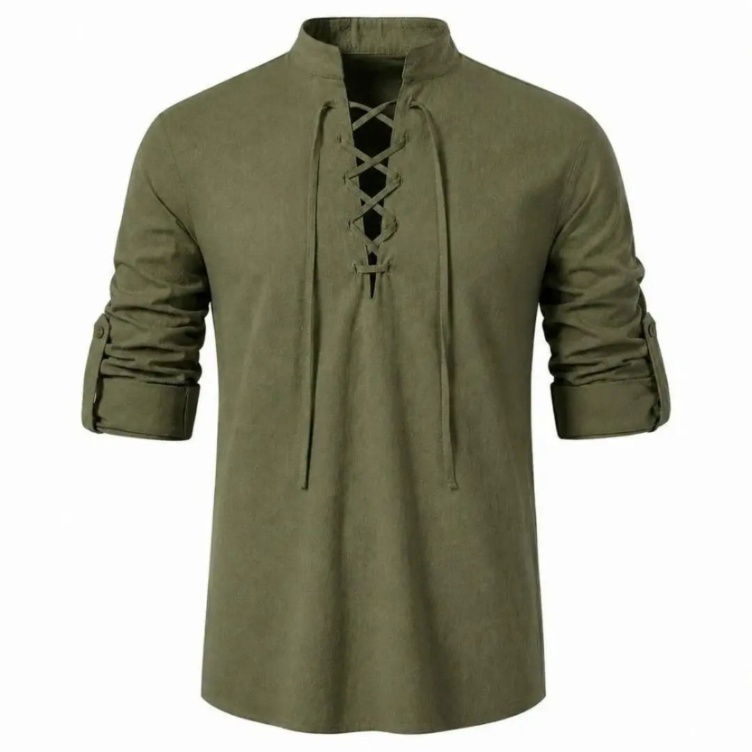 Caspian Men's Relaxed-Fit Lace-Up Shirt