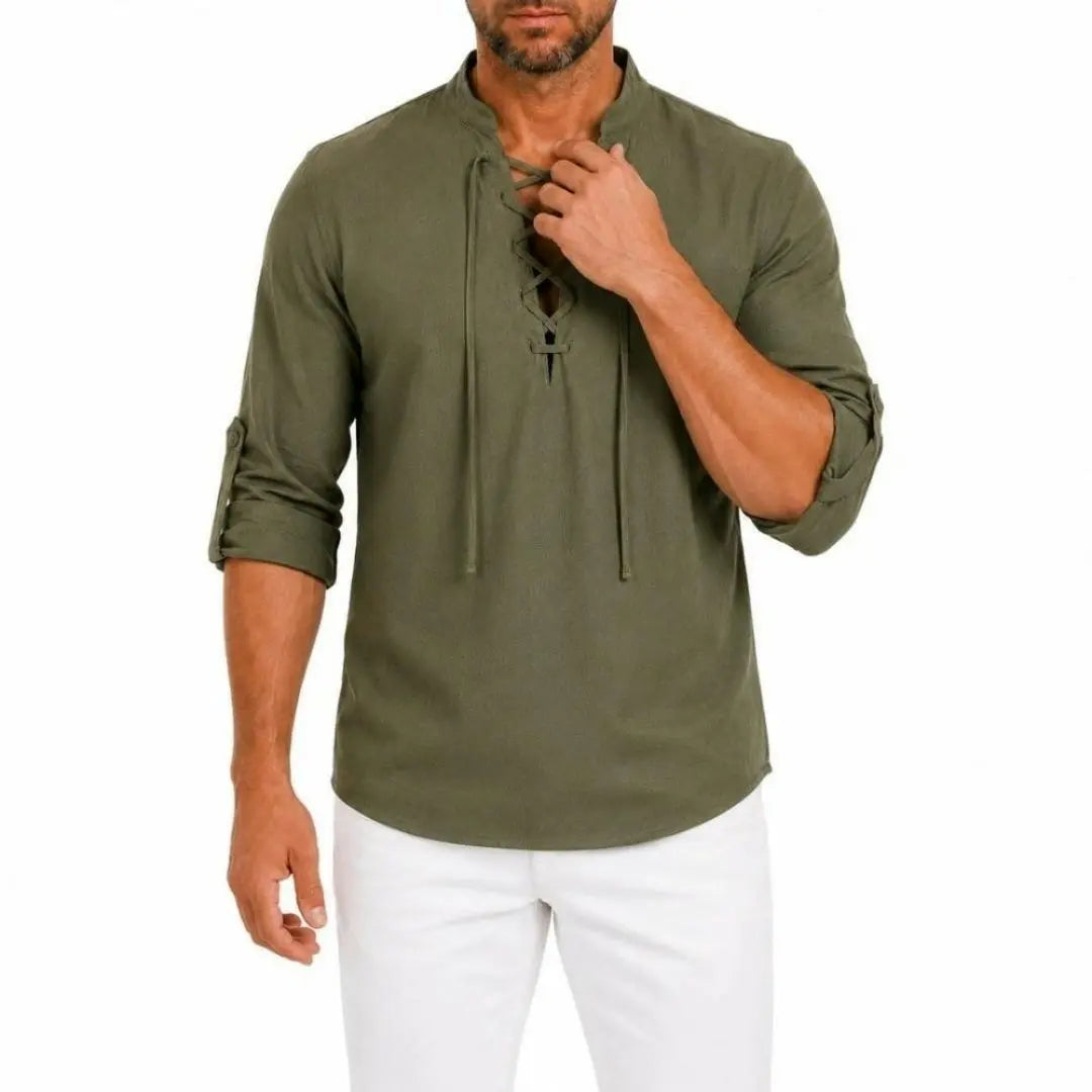 Caspian Men's Relaxed-Fit Lace-Up Shirt