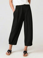 Women's Casual Cropped Pants Elastic Waist Baggy Lounge Harem Pants