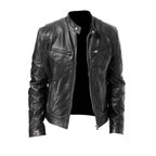 Men's Casual Zip-Front Leather Jacket