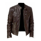 Men's Casual Zip-Front Leather Jacket
