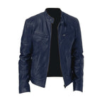 Men's Casual Zip-Front Leather Jacket