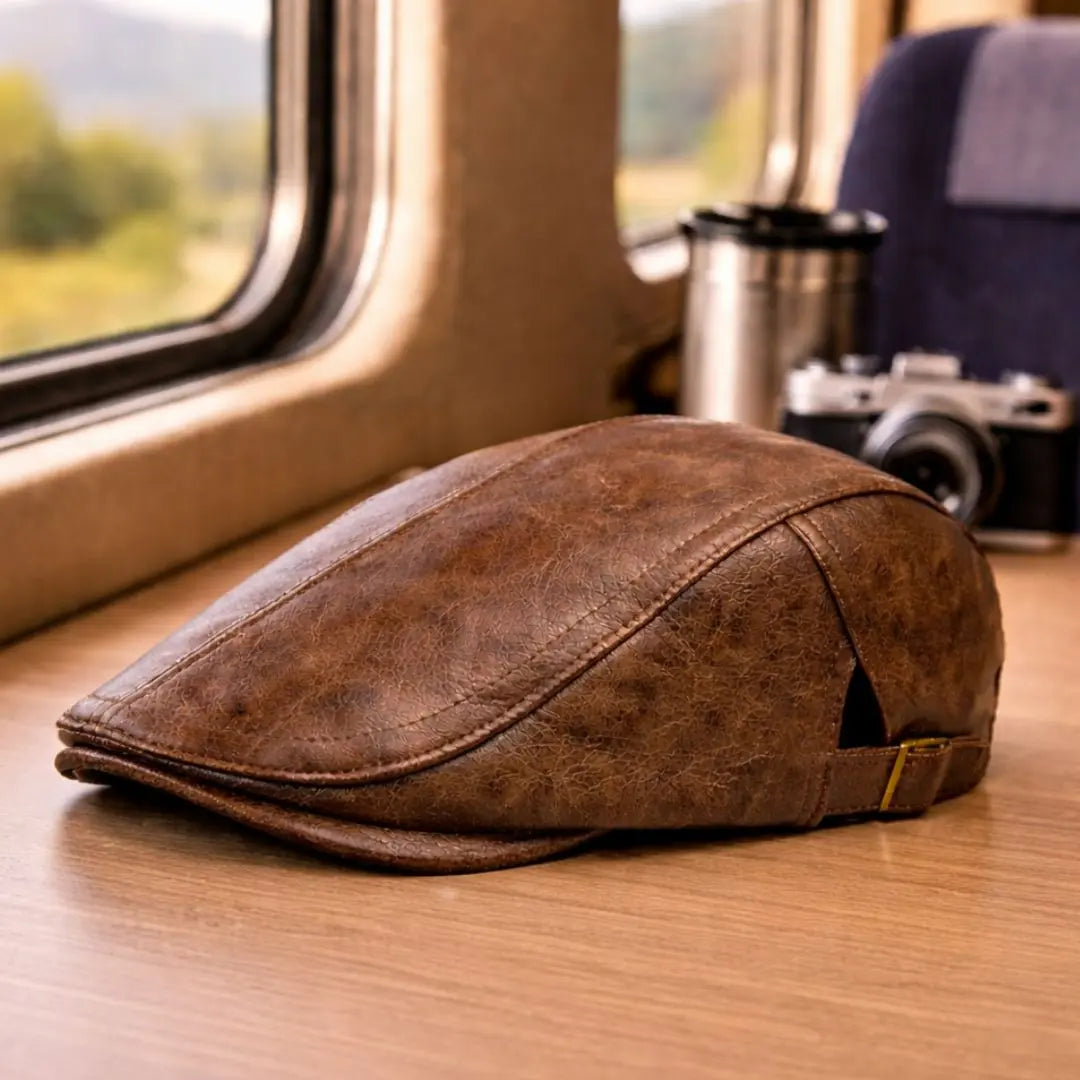 Men's Classic Leather Flat Cap