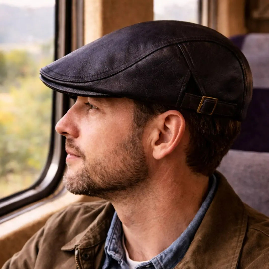 Men's Classic Leather Flat Cap