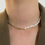 Avaria Dualia Gold Pearl Women's Necklace