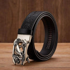 Embossed Z Dragon Pendant Men's Leather Belt - Harajuku Street Wear