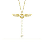 Golden Winged Sparkle Lariat Necklace