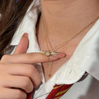 Golden Winged Sparkle Lariat Necklace