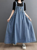 Lara - Women's Loose Fit Denim Overall Dress