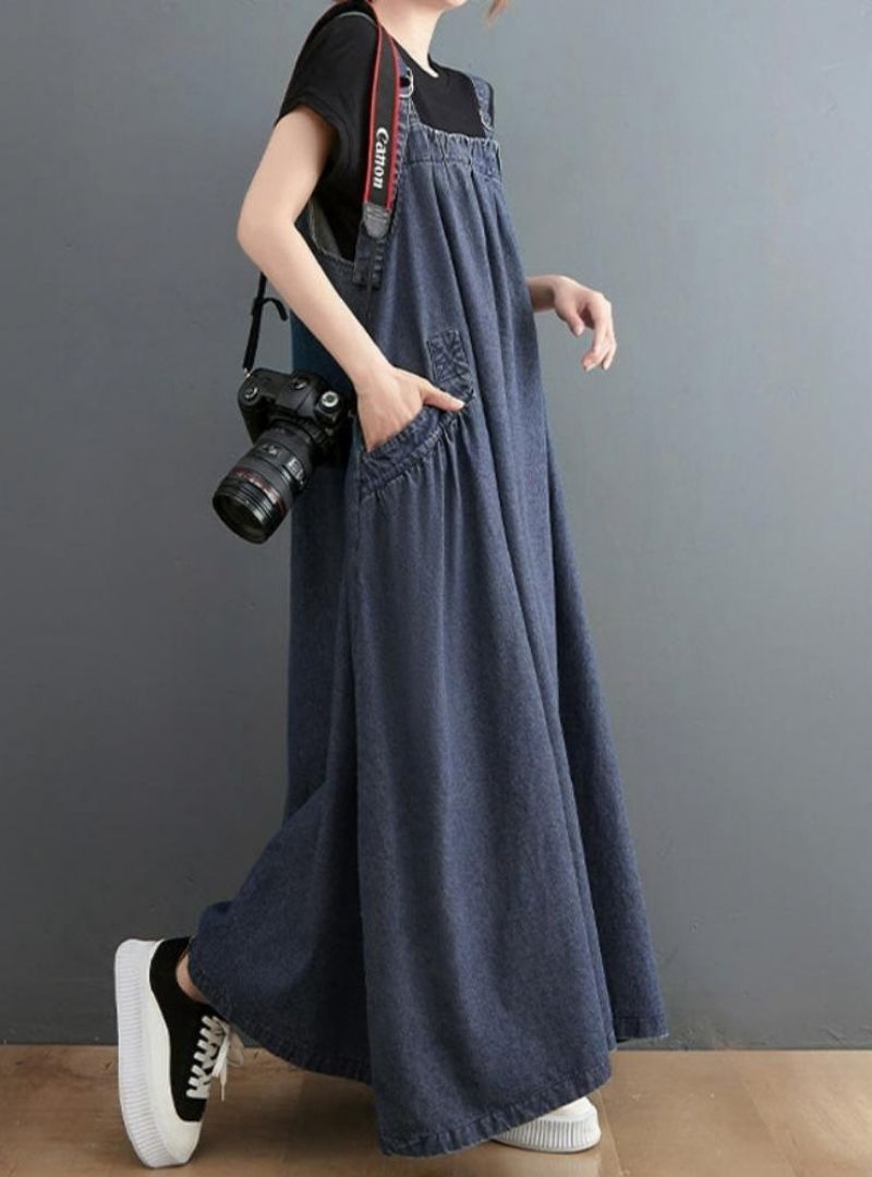 Lara - Women's Loose Fit Denim Overall Dress