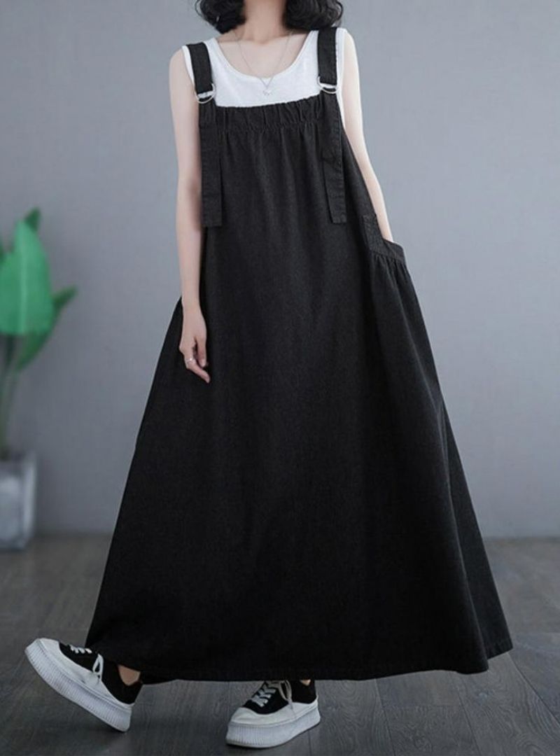 Lara - Women's Loose Fit Denim Overall Dress