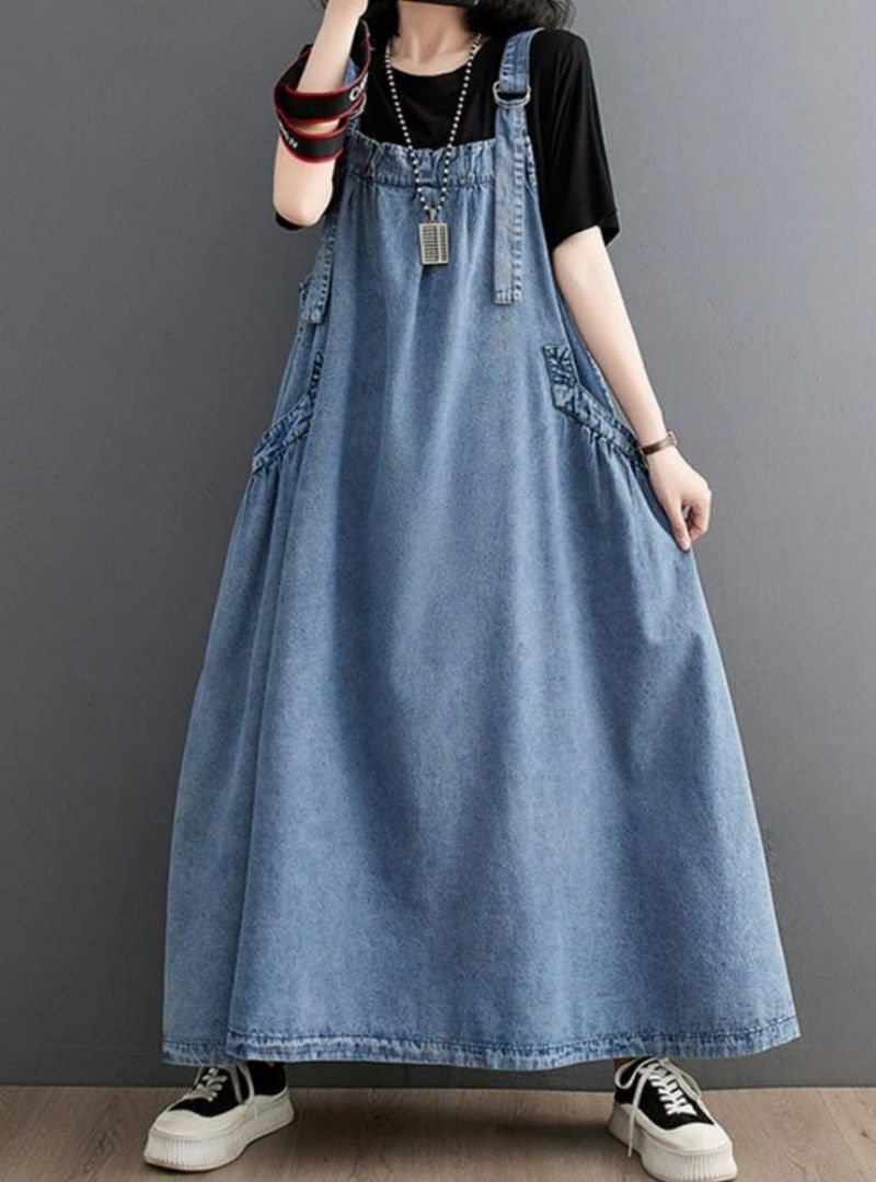 Lara - Women's Loose Fit Denim Overall Dress