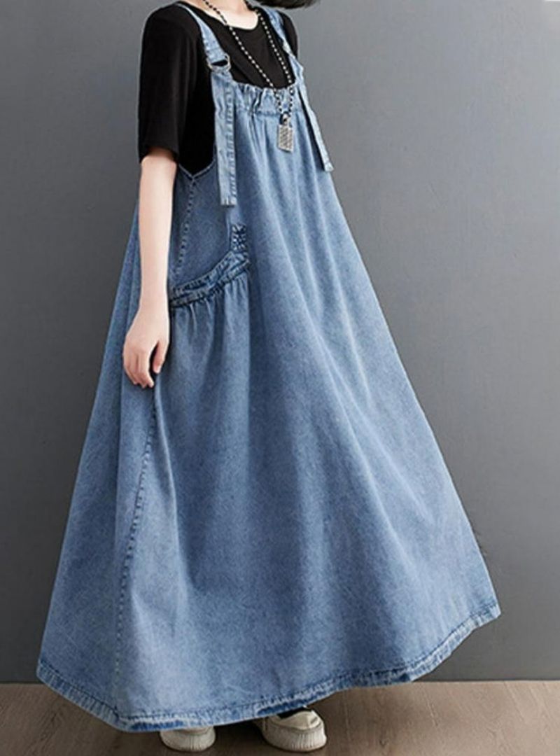 Lara - Women's Loose Fit Denim Overall Dress