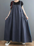 Lara - Women's Loose Fit Denim Overall Dress