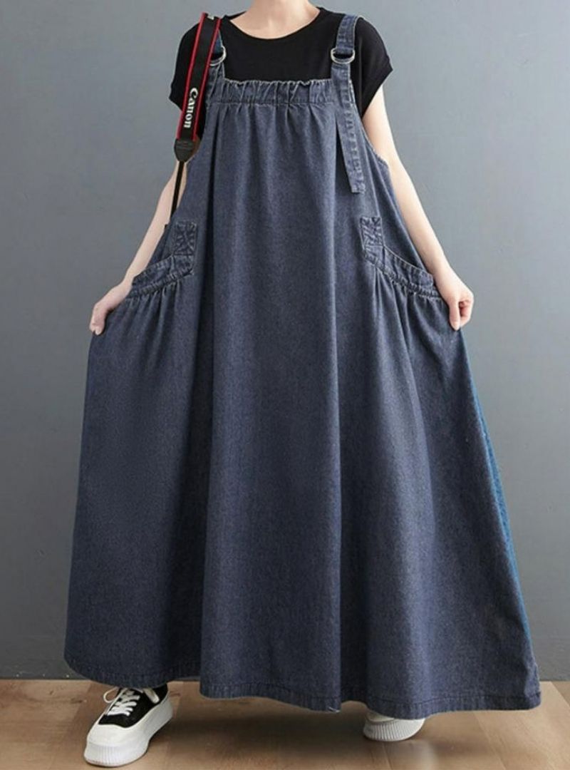 Lara - Women's Loose Fit Denim Overall Dress