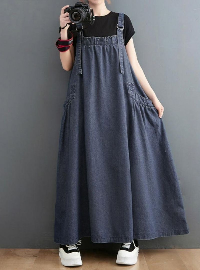 Lara - Women's Loose Fit Denim Overall Dress