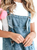 Loose Fit Distressed Denim Overalls
