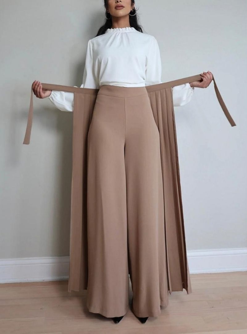 Women's Lovely Pleated Overskirt Pants Set