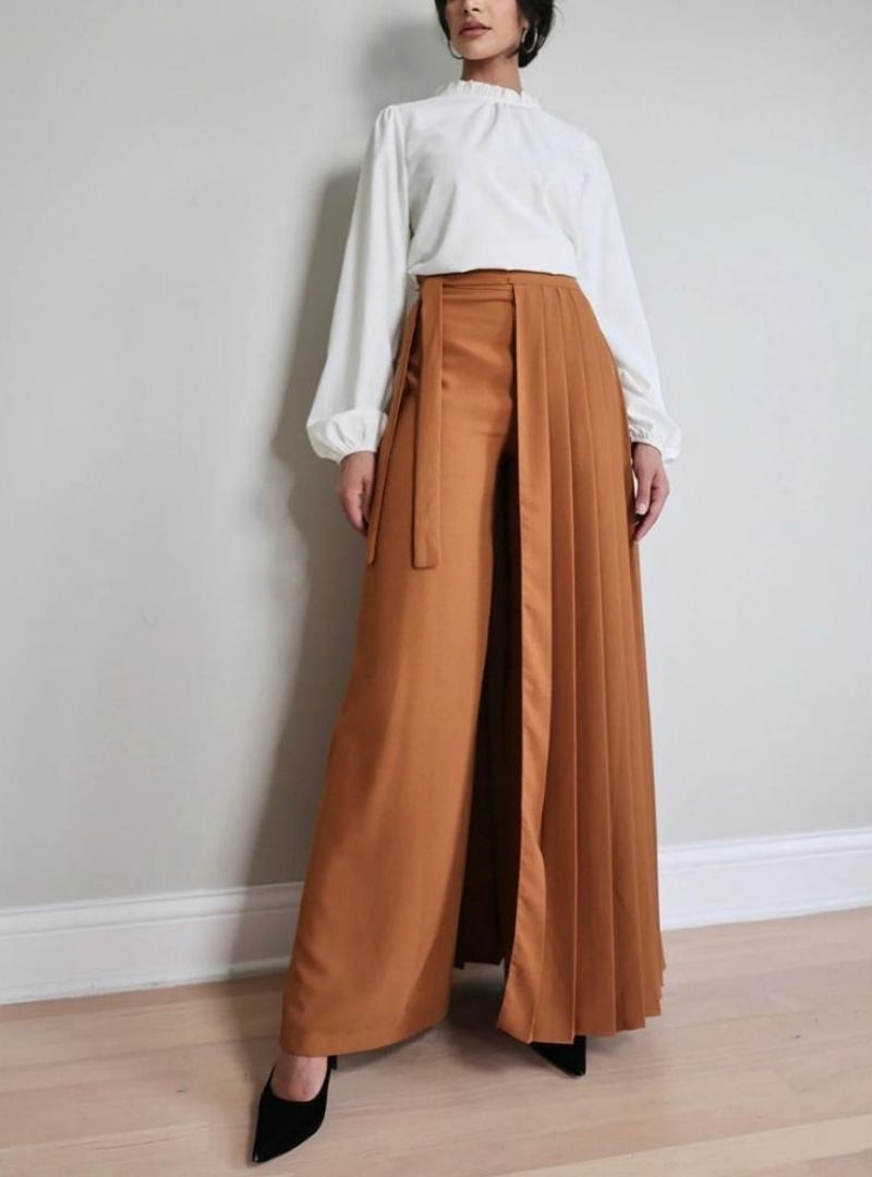 Women's Lovely Pleated Overskirt Pants Set