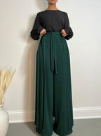 Women's Lovely Pleated Overskirt Pants Set