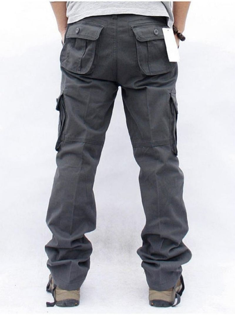 Men's Casual 6 Pockets Straight Cargo Pants