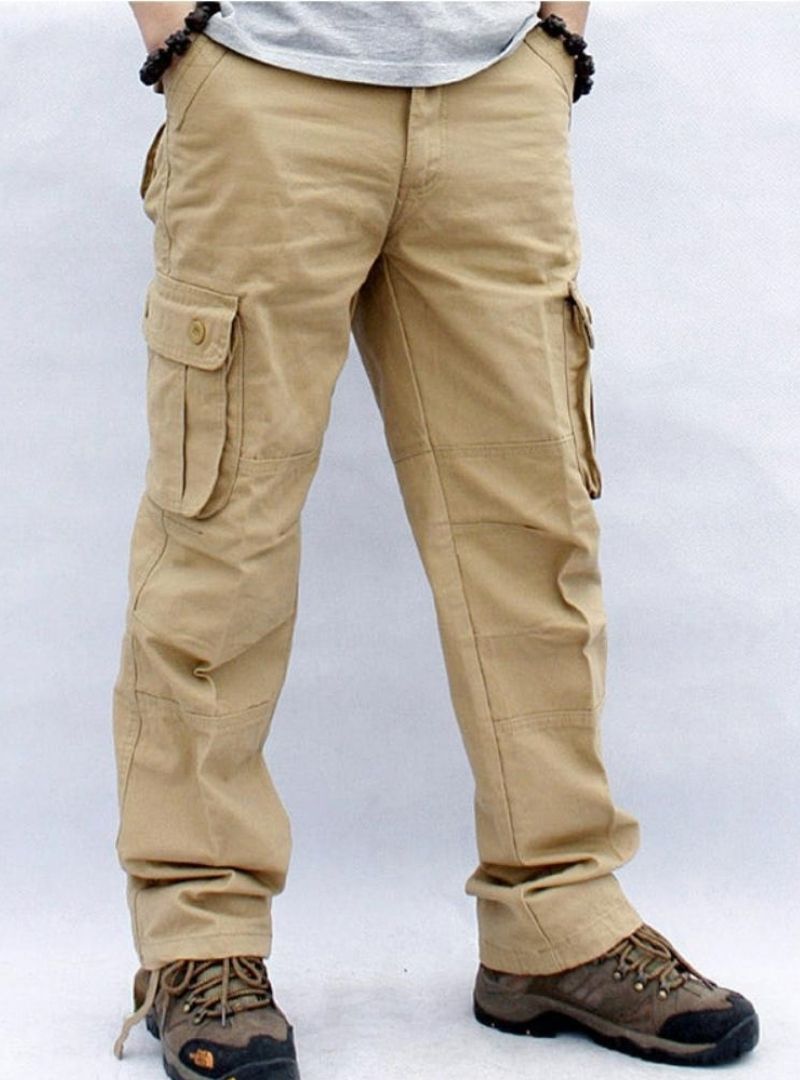 Men's Casual 6 Pockets Straight Cargo Pants