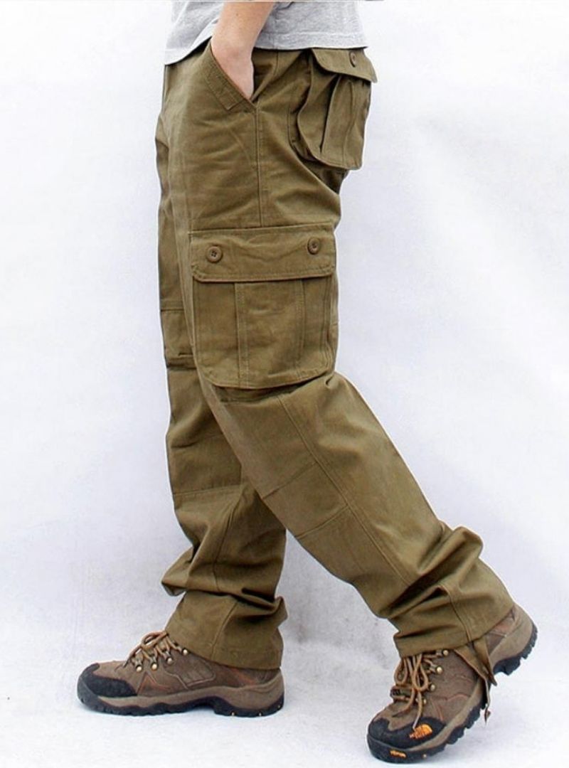 Men's Casual 6 Pockets Straight Cargo Pants