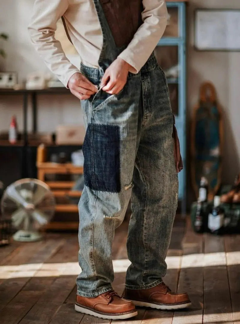 Contrast Denim Overalls