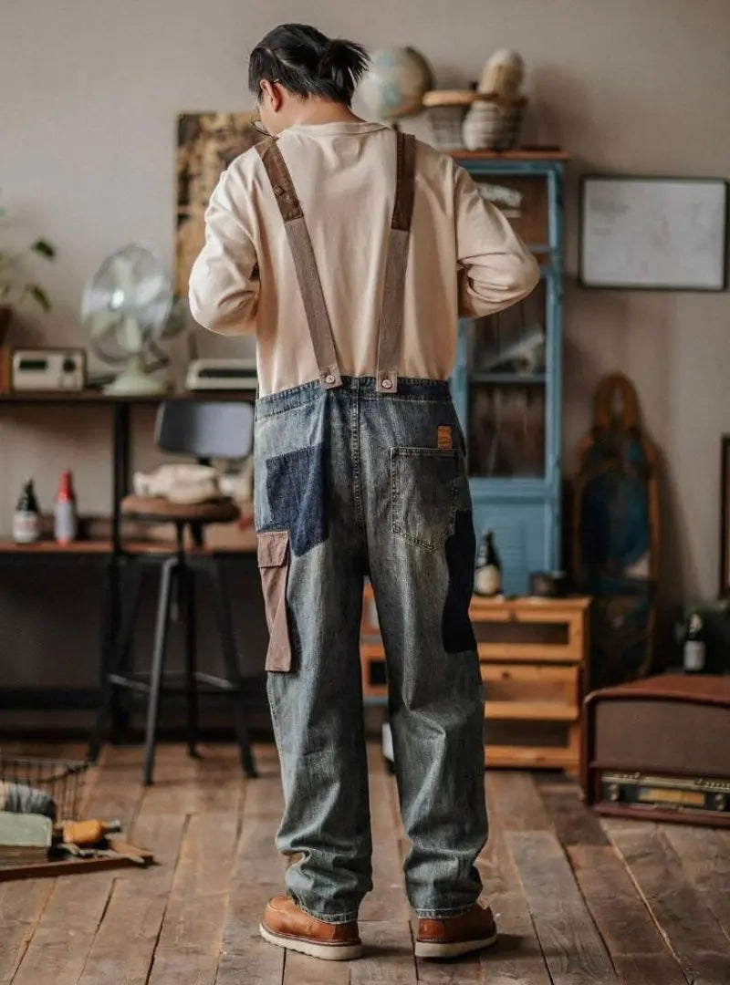 Contrast Denim Overalls