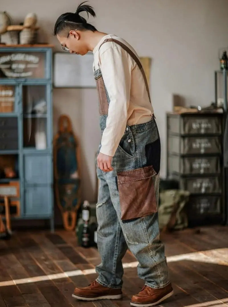 Contrast Denim Overalls